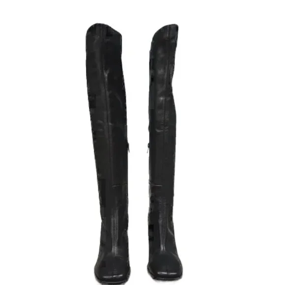 Jeffrey Campbell Black Knee High Leather Boots - Picture 5 of 12